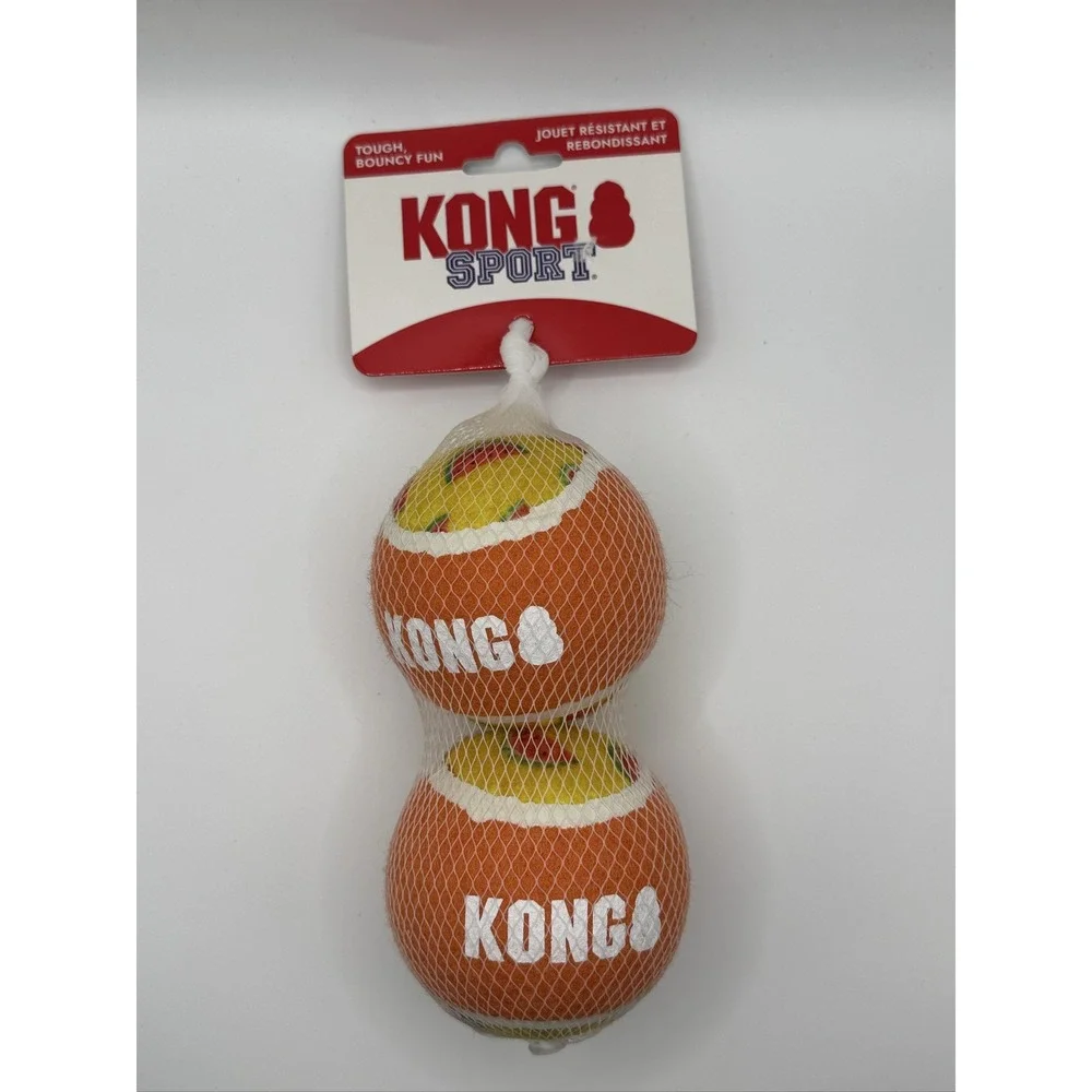 KONG Sport Watermelon Balls Dog Toy Large 2-pk Fetch Chew ABSP25 Orange Yellow